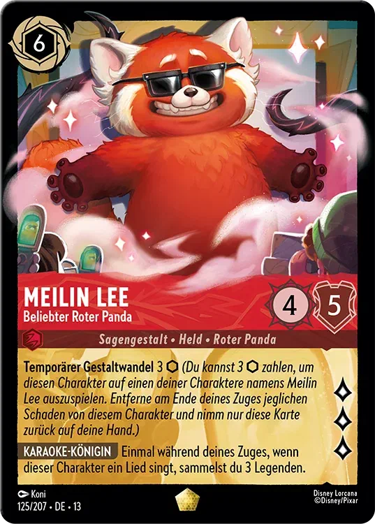 Meilin Lee as a Red Panda wearing sunglasses, a card from Disney Lorcana