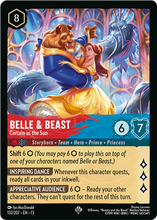 Belle and The Beast duo card for Disney Lorcana