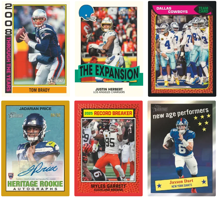 2026 Topps Heritage Football: vuelve el diseño de 1976 con All-Pro Series y The Expansion